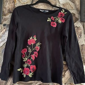 Karen Scott black long sleeve shirt size PM